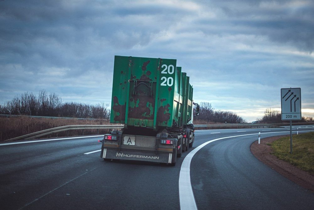 Container truck on a highway