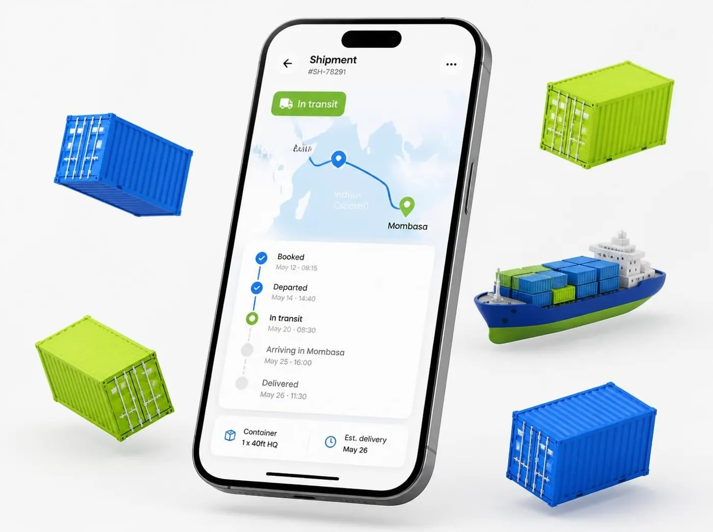 Phone showing the Momentum shipment tracking
